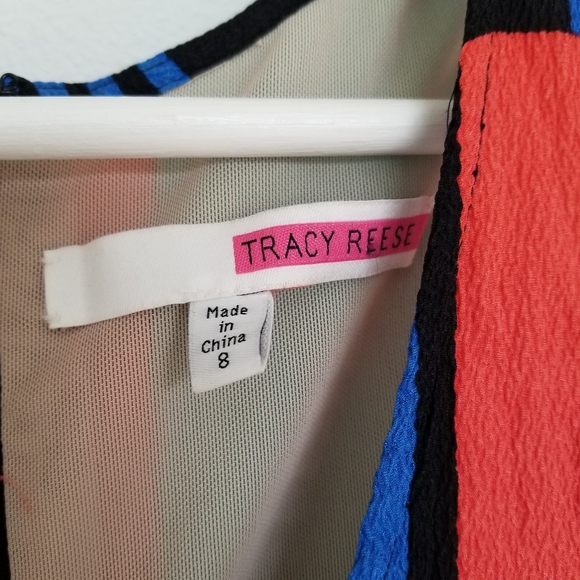 🌸 Rare! Tracy Reese Silk Cutout Colorblock Multiblock T Dress Size 8 - Picture 4 of 11